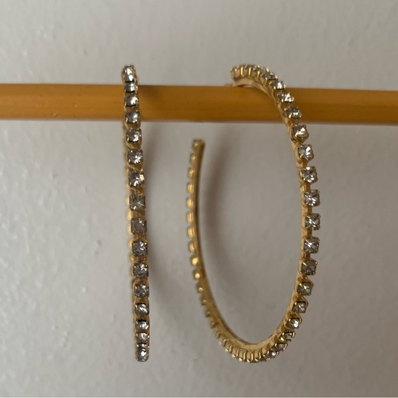 Vintage Rhinestone Crystal Oversized Hoop Earrings - Picture 13 of 14